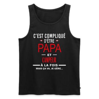 papa Et CAMPEUR cadeau citation - Débardeur bio Premium Homme - noir - Devant - Michal (187cm)