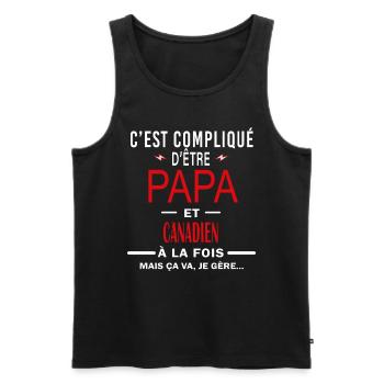 papa Et CANADIEN cadeau citation - Débardeur bio Premium Homme - noir - Devant - Michal (187cm)