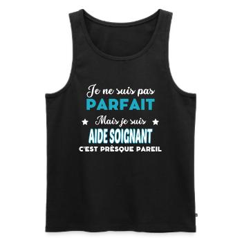 je ne suis pas parfait humour AIDE SOIGNANT - Débardeur bio Premium Homme - noir - Devant - Michal (187cm)