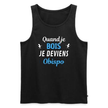 Quand je bois je deviens Pascal Obispo - Débardeur bio Premium Homme - noir - Devant - Michal (187cm)