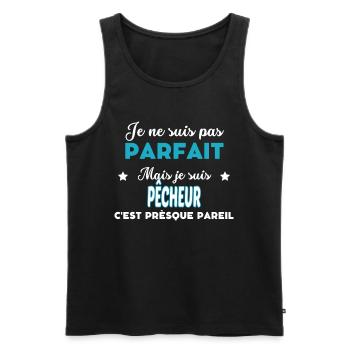 je ne suis pas parfait humour PÊCHEUR - Débardeur bio Premium Homme - noir - Devant - Michal (187cm)