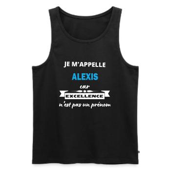Je m'appelle excellence Alexis - Débardeur bio Premium Homme - noir - Devant - Michal (187cm)