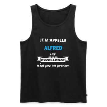 Je m'appelle excellence Alfred - Débardeur bio Premium Homme - noir - Devant - Michal (187cm)