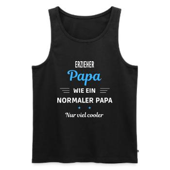 wie ein normaler Papa nur viel cooler Erzieher - Männer Premium Bio Tank Top - Schwarz - Vorne - Michal (187cm)