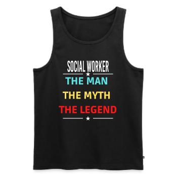 The Man The Myth The Legend SOCIAL WORKER - Men's Premium Organic Tank Top - black - Front - AI Model Male 178 light (178cm)