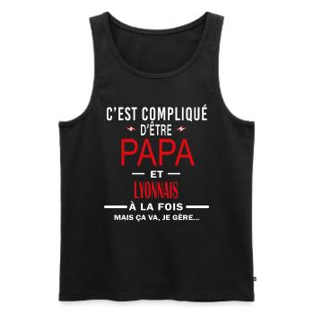 papa Et LYONNAIS cadeau citation - Débardeur bio Premium Homme - noir - Devant - Michal (187cm)