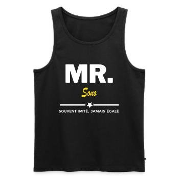 MR. souvent imité, jamais égalé Sono - Débardeur bio Premium Homme - noir - Devant - Michal (187cm)