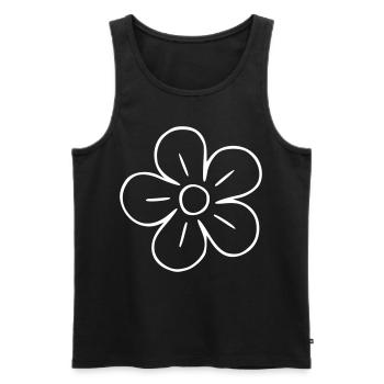 Dessin de fleur nature croquis blanc - Débardeur bio Premium Homme - noir - Devant - Michal (187cm)