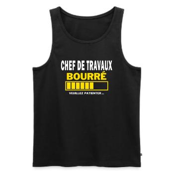 CHEF DE TRAVAUX bourré HUMOUR - Débardeur bio Premium Homme - noir - Devant - Michal (187cm)