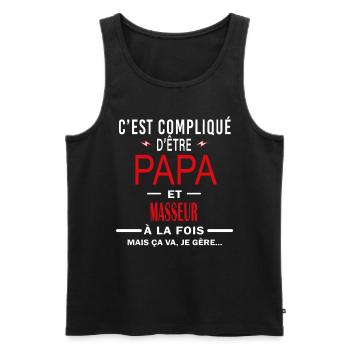 papa Et MASSEUR cadeau citation - Débardeur bio Premium Homme - noir - Devant - Michal (187cm)