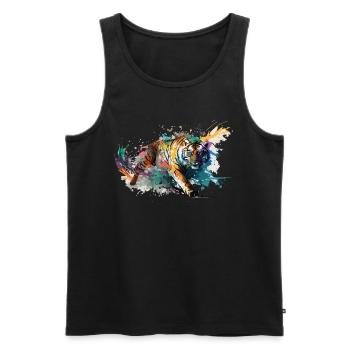 Tiger Splash Grunge Colorful Animal Predator Art - Débardeur bio Premium Homme - noir - Devant - AI Model Male 178 light (178cm)