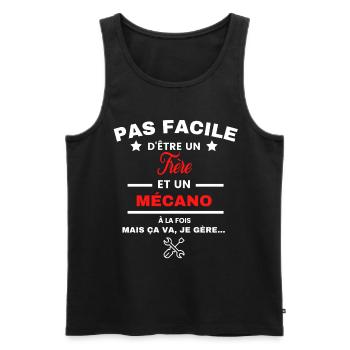 pas facile d'être Mécano et Frère - Débardeur bio Premium Homme - noir - Devant - Michal (187cm)
