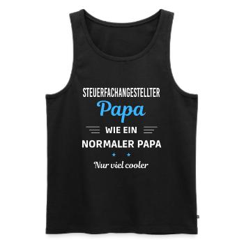 wie ein normaler Papa nur viel cooler - Männer Premium Bio Tank Top - Schwarz - Vorne - Michal (187cm)