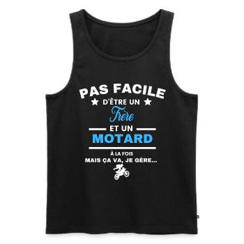 pas facile d'être motard et Frère - Débardeur bio Premium Homme - noir - Devant - Michal (187cm)