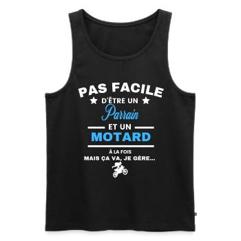 pas facile d'être motard et Parrain - Débardeur bio Premium Homme - noir - Devant - Michal (187cm)