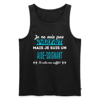 Je ne suis pas parfait AIDE-SOIGNANT - Débardeur bio Premium Homme - noir - Devant - Michal (187cm)