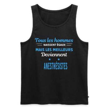 tous les hommes naissent égaux Anesthésistes - Débardeur bio Premium Homme - noir - Devant - Michal (187cm)
