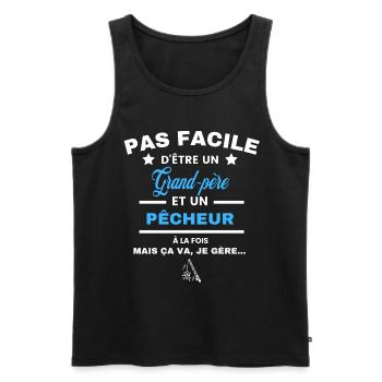 pas facile d'être pêcheur et Grand-père - Débardeur bio Premium Homme - noir - Devant - Michal (187cm)