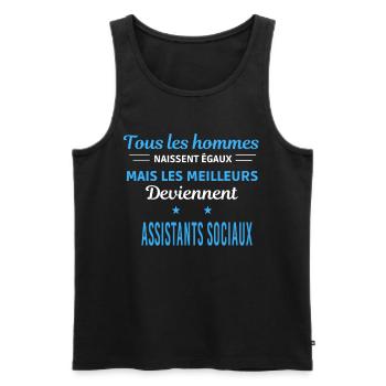tous les hommes naissent égaux Assistants sociaux - Débardeur bio Premium Homme - noir - Devant - Michal (187cm)