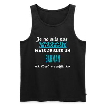 Je ne suis pas parfait BARMAN - Débardeur bio Premium Homme - noir - Devant - Michal (187cm)