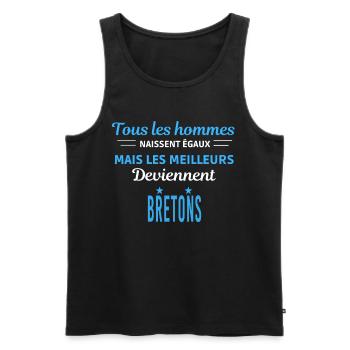 tous les hommes naissent égaux Bretons - Débardeur bio Premium Homme - noir - Devant - Michal (187cm)