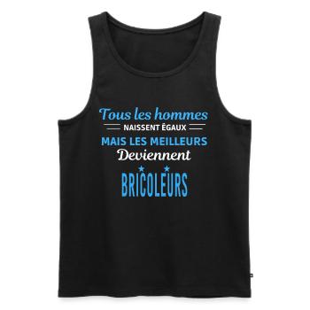 tous les hommes naissent égaux Bricoleurs - Débardeur bio Premium Homme - noir - Devant - Michal (187cm)
