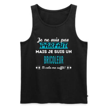 Je ne suis pas parfait BRICOLEUR - Débardeur bio Premium Homme - noir - Devant - Michal (187cm)