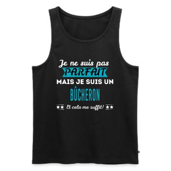 Je ne suis pas parfait BÛCHERON - Débardeur bio Premium Homme - noir - Devant - Michal (187cm)