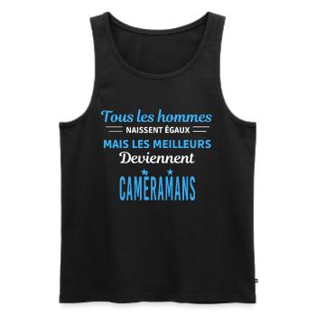 tous les hommes naissent égaux Caméramans - Débardeur bio Premium Homme - noir - Devant - Michal (187cm)