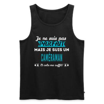 Je ne suis pas parfait CAMÉRAMAN - Débardeur bio Premium Homme - noir - Devant - Michal (187cm)
