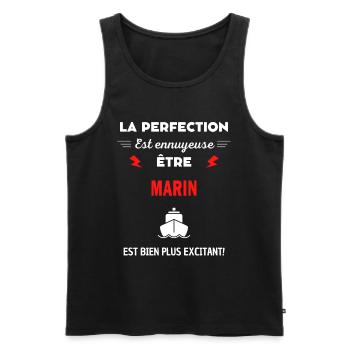 La perfection est ennuyeuse excitant! Marin - Débardeur bio Premium Homme - noir - Devant - Michal (187cm)