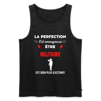 La perfection est ennuyeuse excitant! Militaire - Débardeur bio Premium Homme - noir - Devant - Michal (187cm)