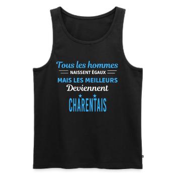 tous les hommes naissent égaux Charentais - Débardeur bio Premium Homme - noir - Devant - Michal (187cm)
