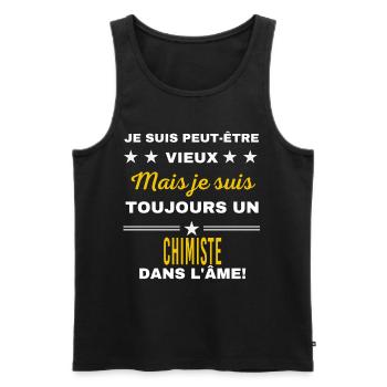 Je suis peut-être vieux CHIMISTE - Débardeur bio Premium Homme - noir - Devant - Michal (187cm)