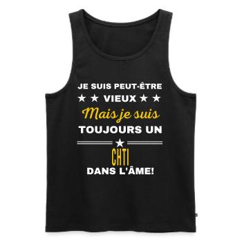 Je suis peut-être vieux CHTI - Débardeur bio Premium Homme - noir - Devant - Michal (187cm)
