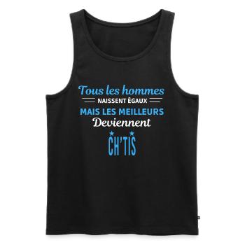 tous les hommes naissent égaux Ch'tis - Débardeur bio Premium Homme - noir - Devant - Michal (187cm)