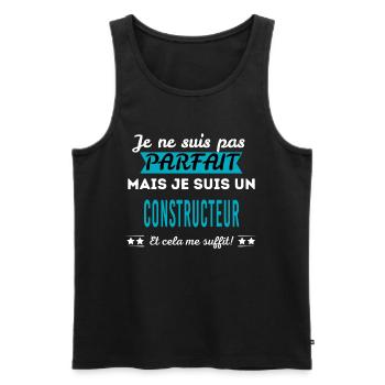 Je ne suis pas parfait CONSTRUCTEUR - Débardeur bio Premium Homme - noir - Devant - Michal (187cm)