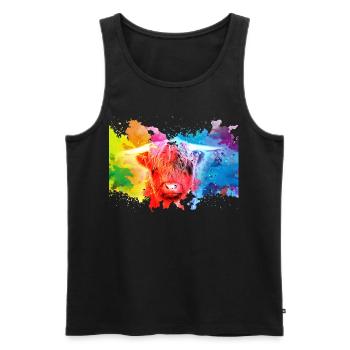 Highland Cattle - Männer Premium Bio Tank Top - Schwarz - Vorne - Michal (187cm)