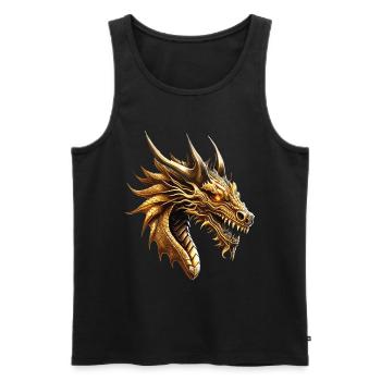 Drache Gold Fantasie Magie Mystik Kreatur Tier - Männer Premium Bio Tank Top - Schwarz - Vorne - Michal (187cm)