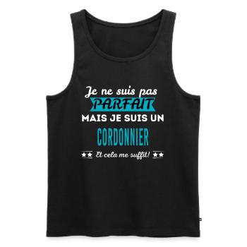 Je ne suis pas parfait CORDONNIER - Débardeur bio Premium Homme - noir - Devant - AI Model Male 178 light (178cm)