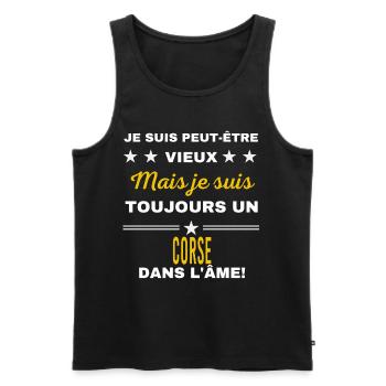 Je suis peut-être vieux CORSE - Débardeur bio Premium Homme - noir - Devant - Michal (187cm)