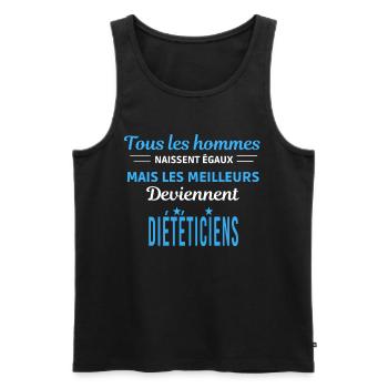 tous les hommes naissent égaux Diététiciens - Débardeur bio Premium Homme - noir - Devant - Michal (187cm)