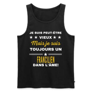 Je suis peut-être vieux FRANCILIEN - Débardeur bio Premium Homme - noir - Devant - Michal (187cm)