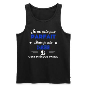 je ne suis pas parfait - idée de cadeau chasseur - Débardeur bio Premium Homme - noir - Devant - AI Model Male 178 light (178cm)