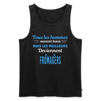 tous les hommes naissent égaux Fromagers - Débardeur bio Premium Homme - noir - Devant - Michal (187cm)
