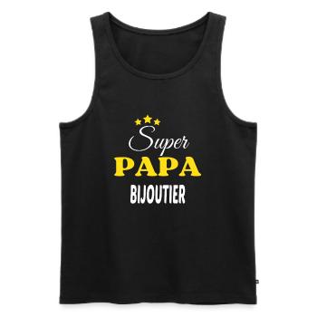 Super Papa BIJOUTIER ANNIVERSAIRE - Débardeur bio Premium Homme - noir - Devant - Michal (187cm)