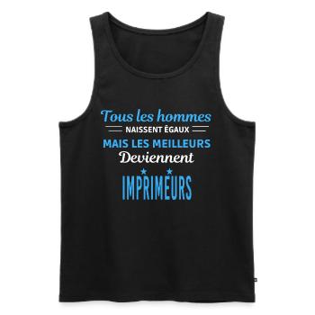 tous les hommes naissent égaux Imprimeurs - Débardeur bio Premium Homme - noir - Devant - Michal (187cm)