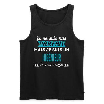 Je ne suis pas parfait INGÉNIEUR - Débardeur bio Premium Homme - noir - Devant - Michal (187cm)
