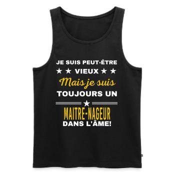 Je suis peut-être vieux MAITRE-NAGEUR - Débardeur bio Premium Homme - noir - Devant - Michal (187cm)