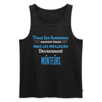 tous les hommes naissent égaux Monteurs - Débardeur bio Premium Homme - noir - Devant - Michal (187cm)